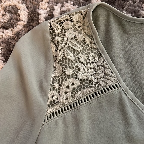 A. Byer lace detail top, sage green, size L GUC! - Picture 3 of 7
